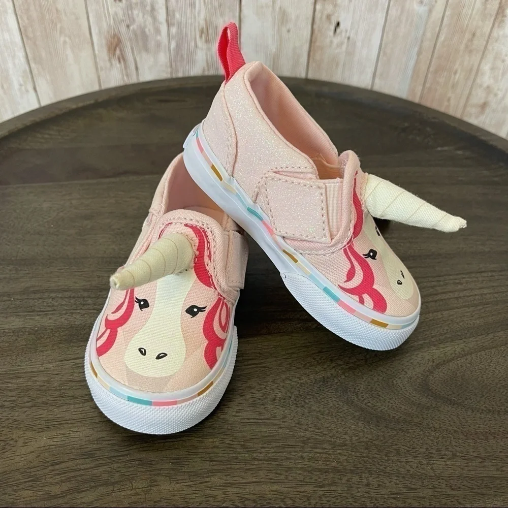 Vans Asher V Slip-On Pink Unicorn Toddler Sneaker Size 4.5 Toddler